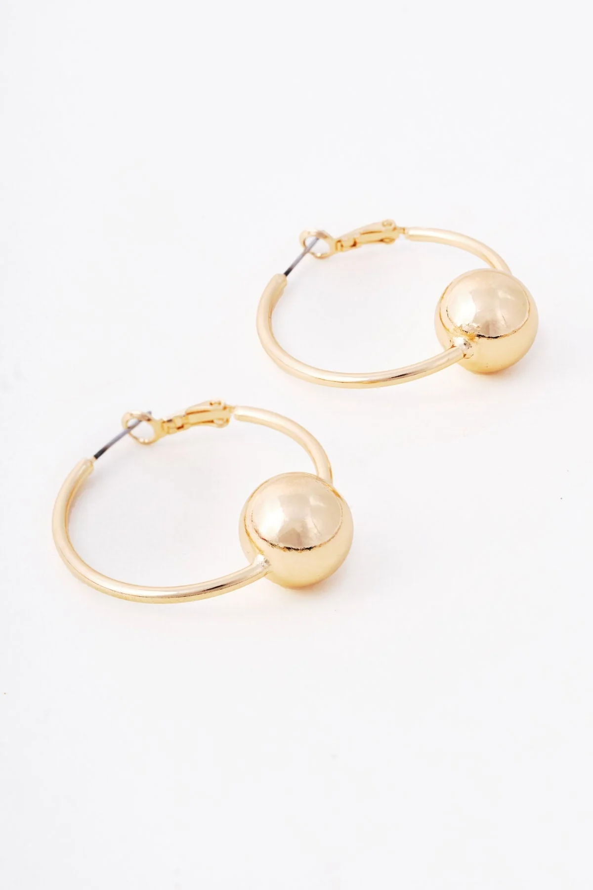 Gold Ball Hoop Earrings