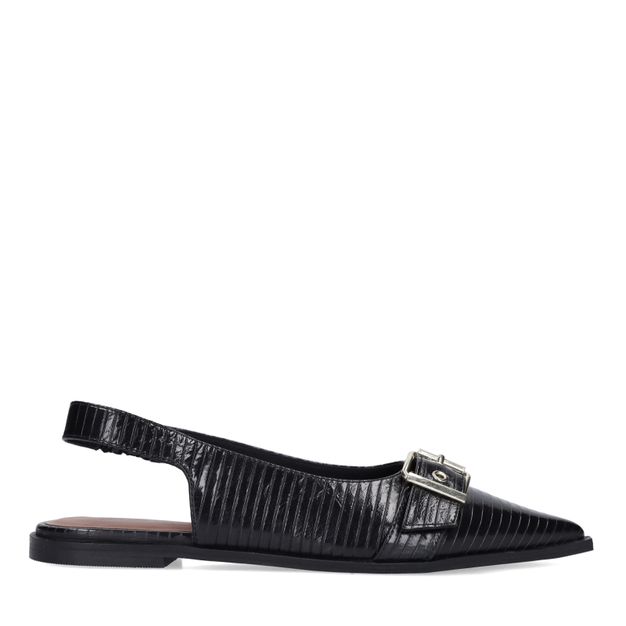 Zwarte leren buckle slingbacks