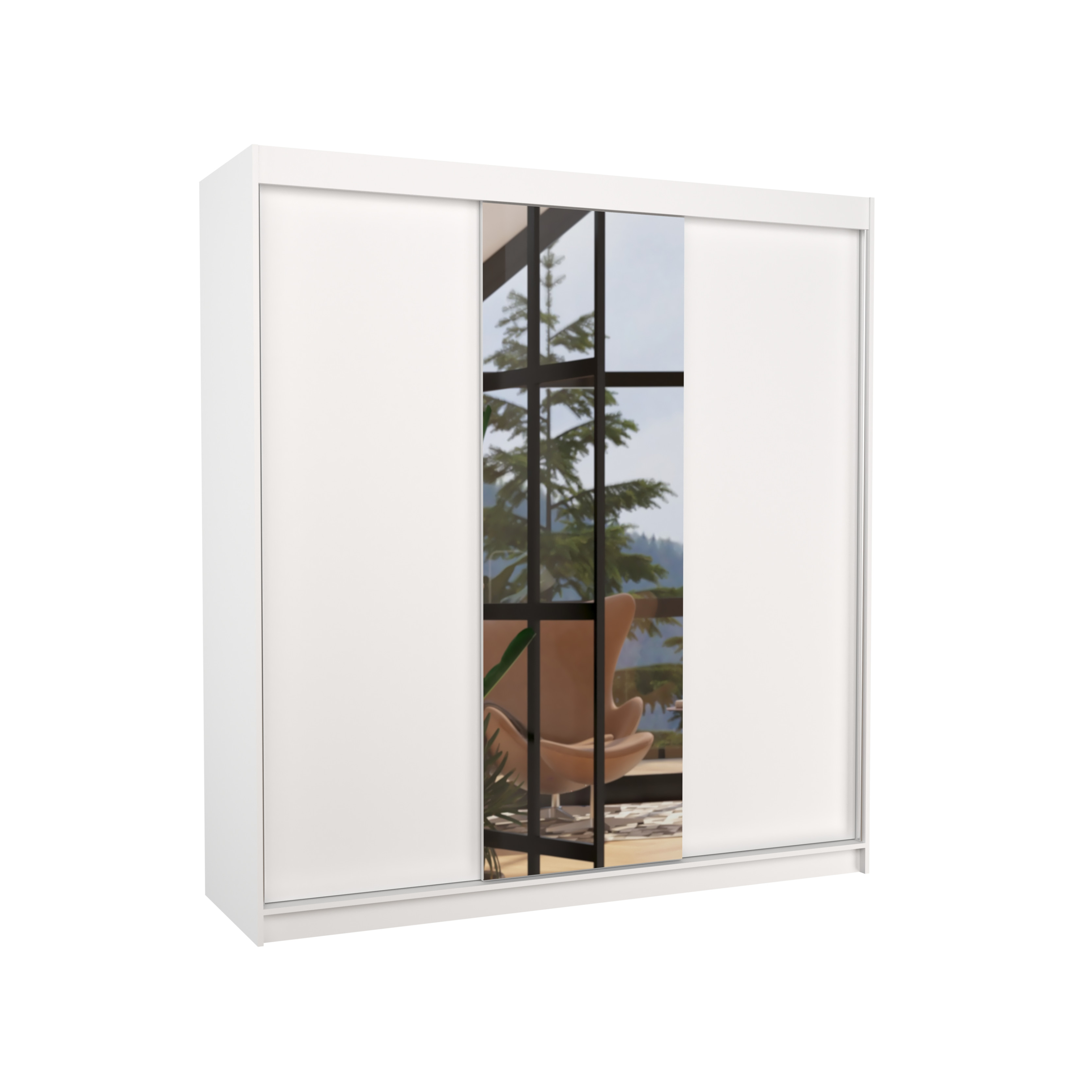 Szafa przesuwna z lustrem SANTIAGO 200 White