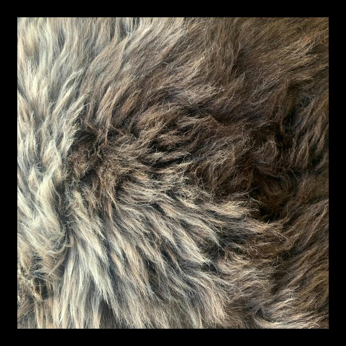 - Coussin en peau de mouton marron chiné