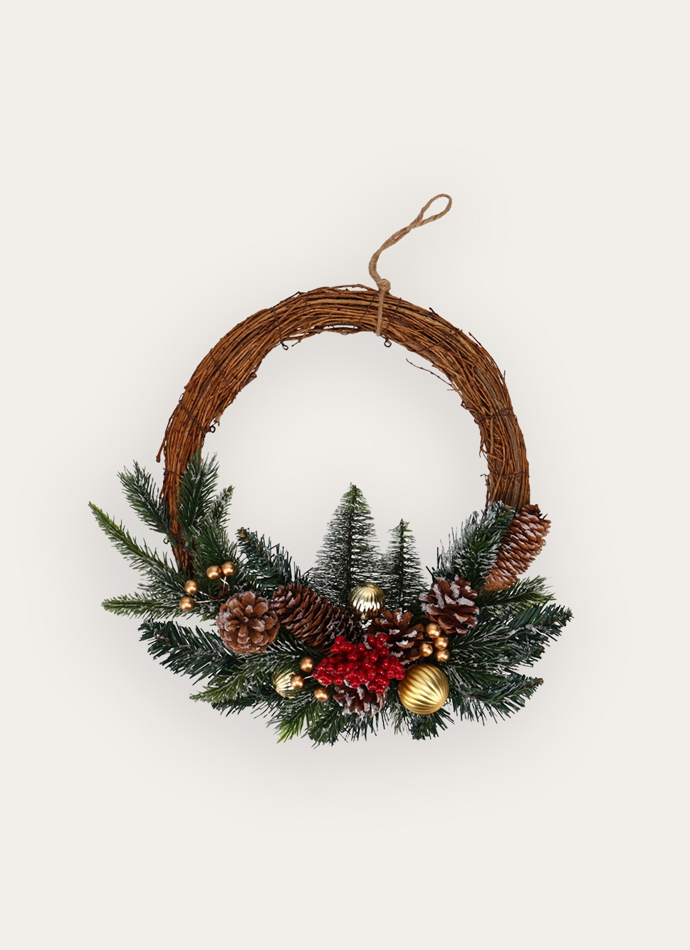 DEMIE COURONNE DE NO&Euml;L BRUN