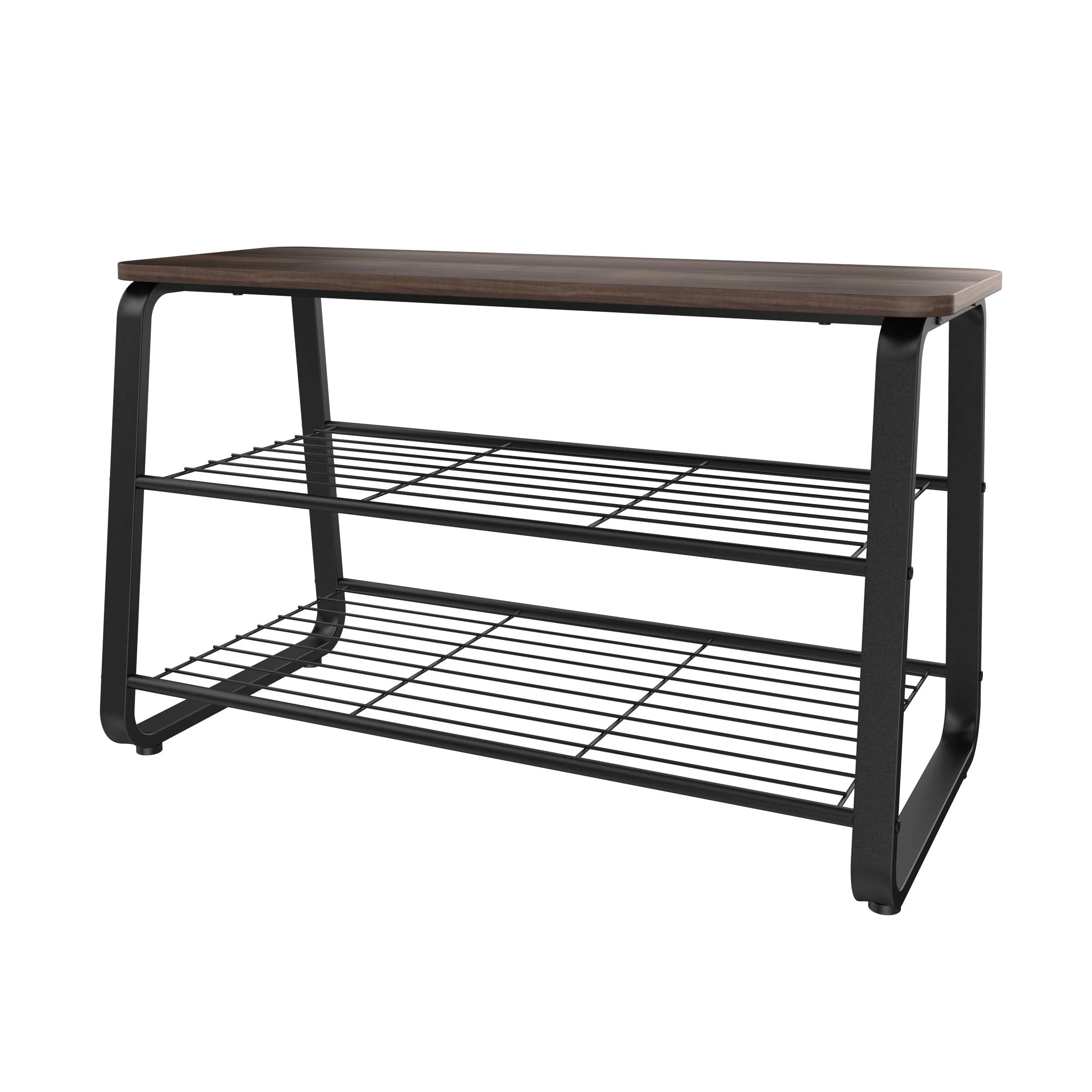ClosetMaid Modern Walnut Metal Frame 2-Shelf Shoe Bench
