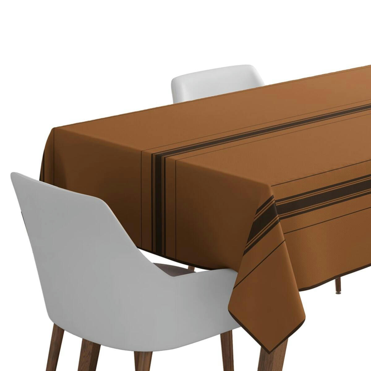 BEAURIVAGE - Nappe lin Marron 160x250 cm