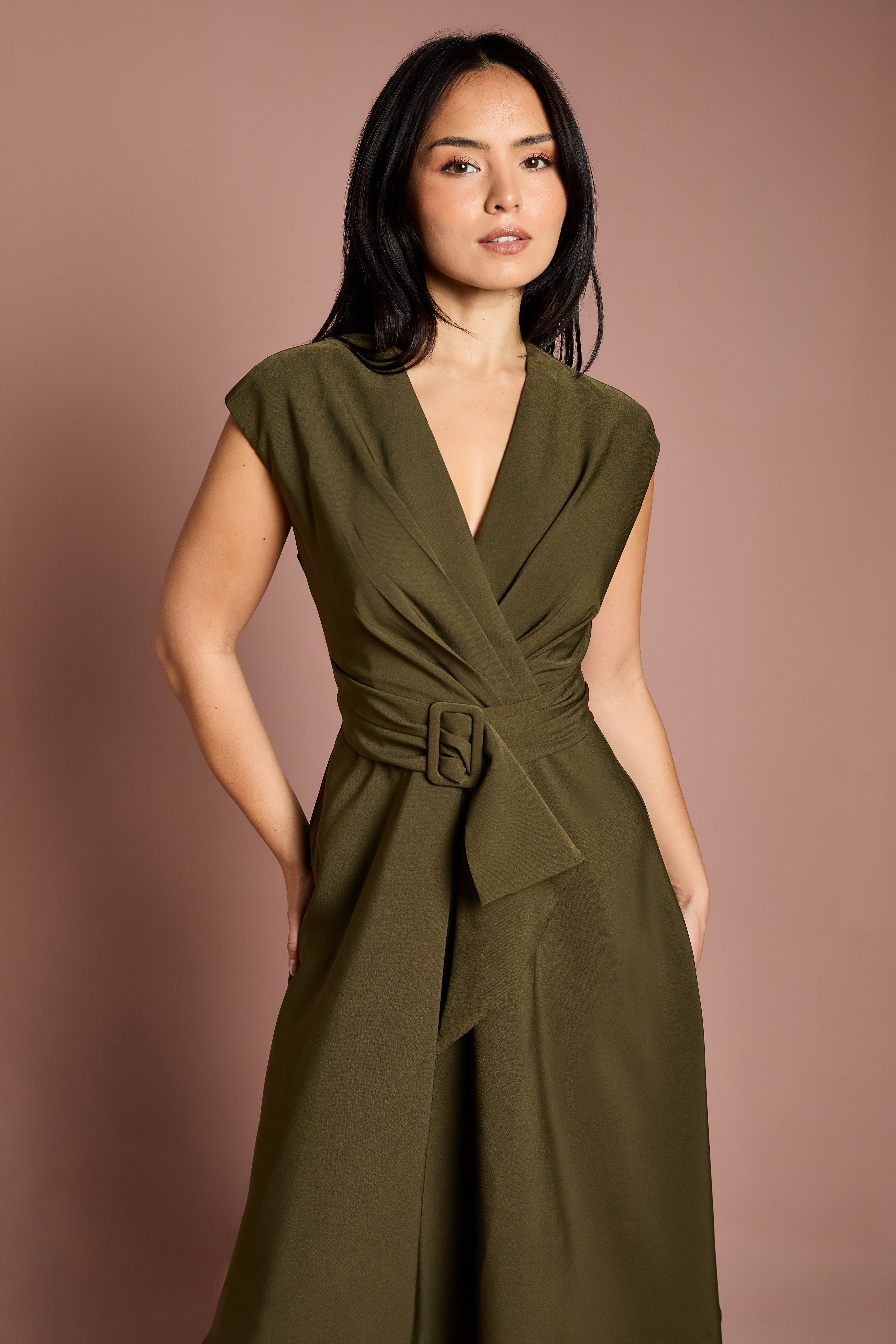 Coast Petite Belted Crepe Dress