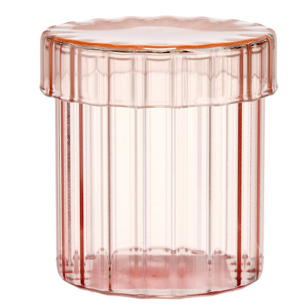 Bocal alimentaire verre coloré 550ml haute résistance rose clair Ø10xH10,5cm