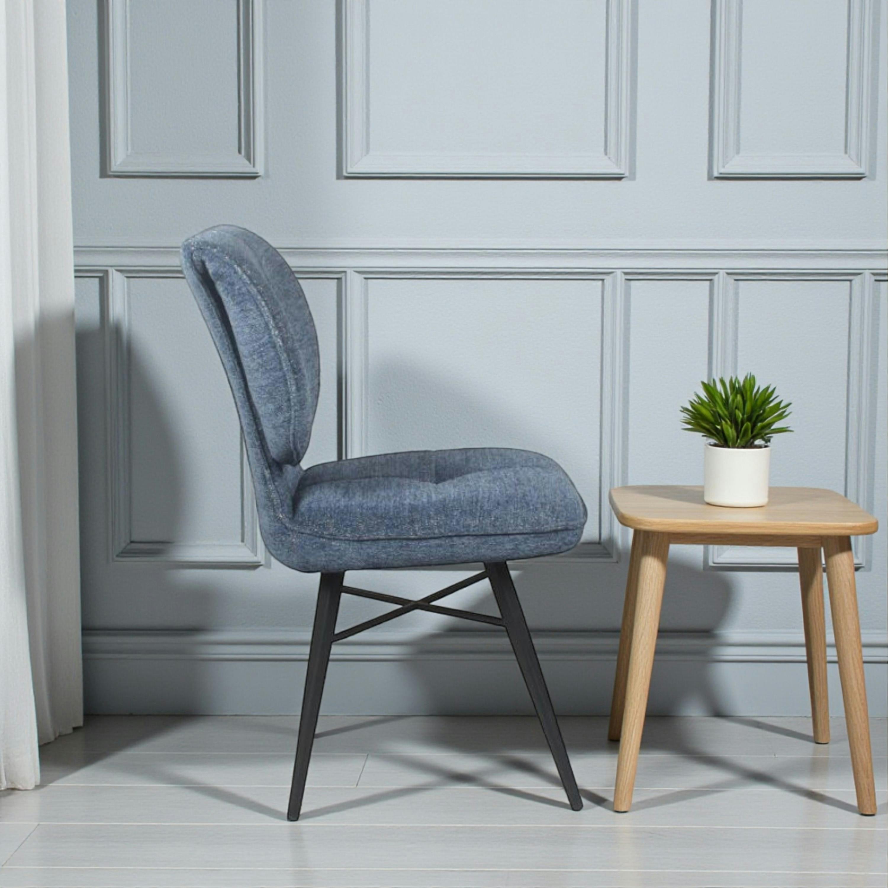 Chaise tissu bleu à dossier double (lot de 2) LIGURIE