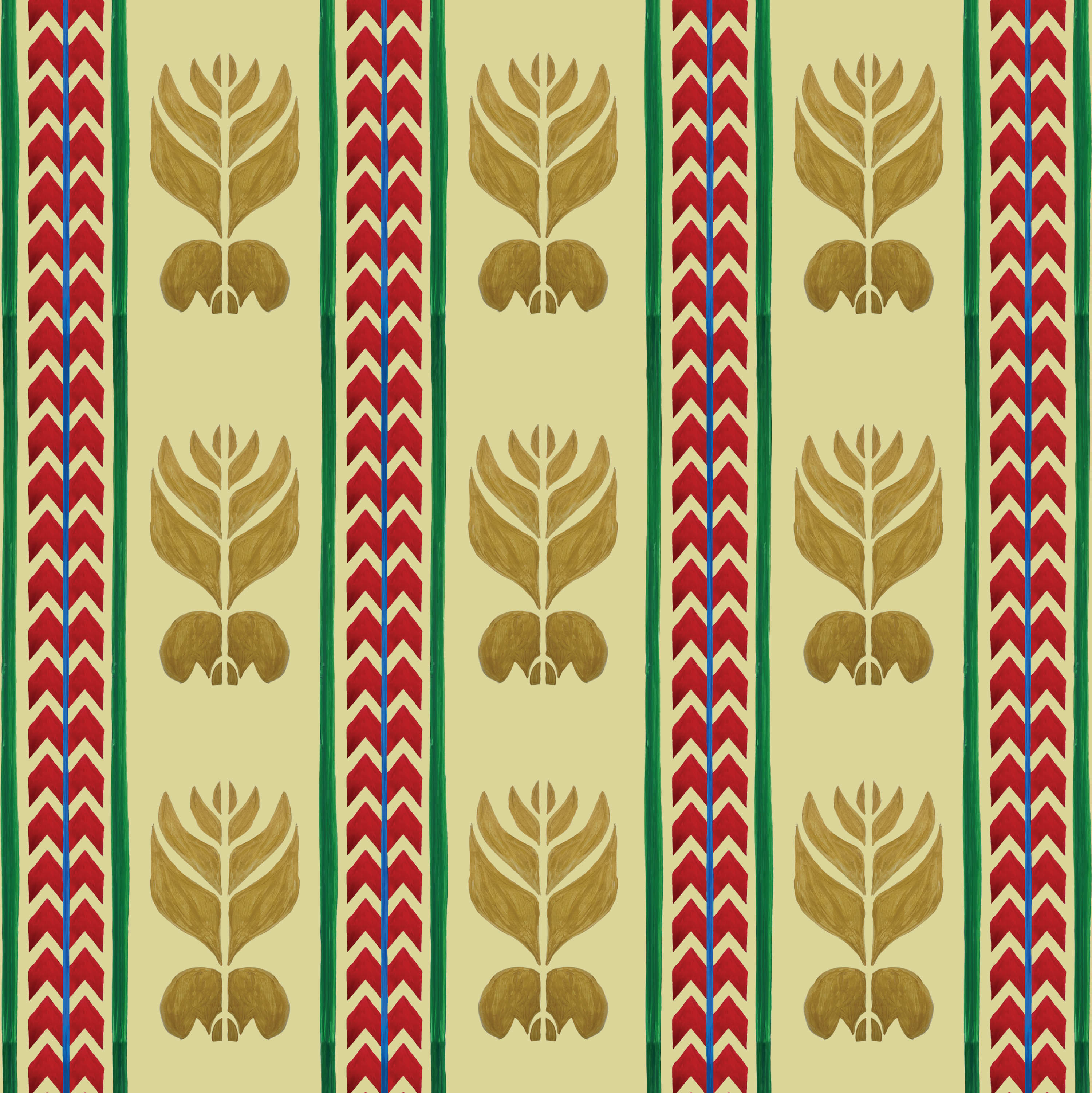 Catchii Behang Ikat Stripes pastel green/yellow