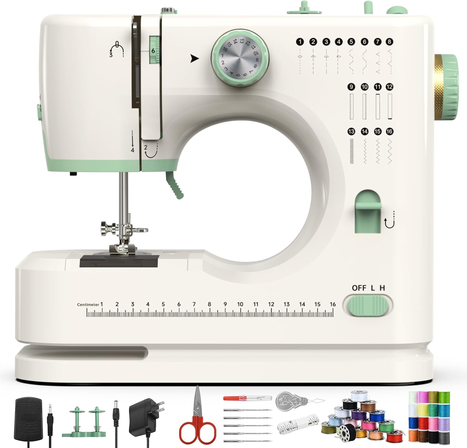 StitchMaster Pro:Ballet on twin needles.Sewing machine,sewing machine for beginners,Double needle and double thread,16 kinds of stitches.Sewing machine for Household,sewing machine for adults.white