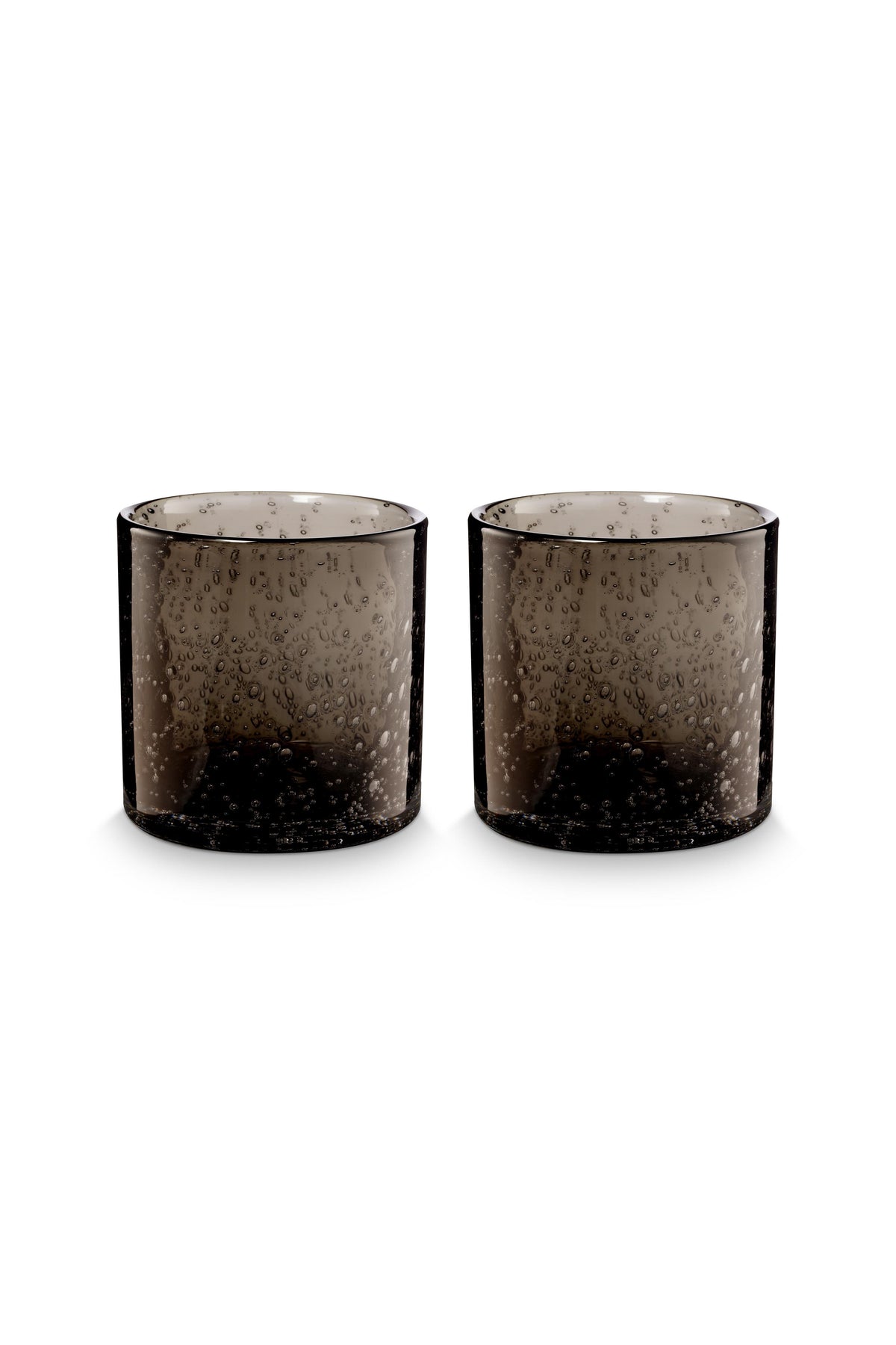 vtwonen Kandelaar - Set van 2 - Glas - Zwart - 10x10cm