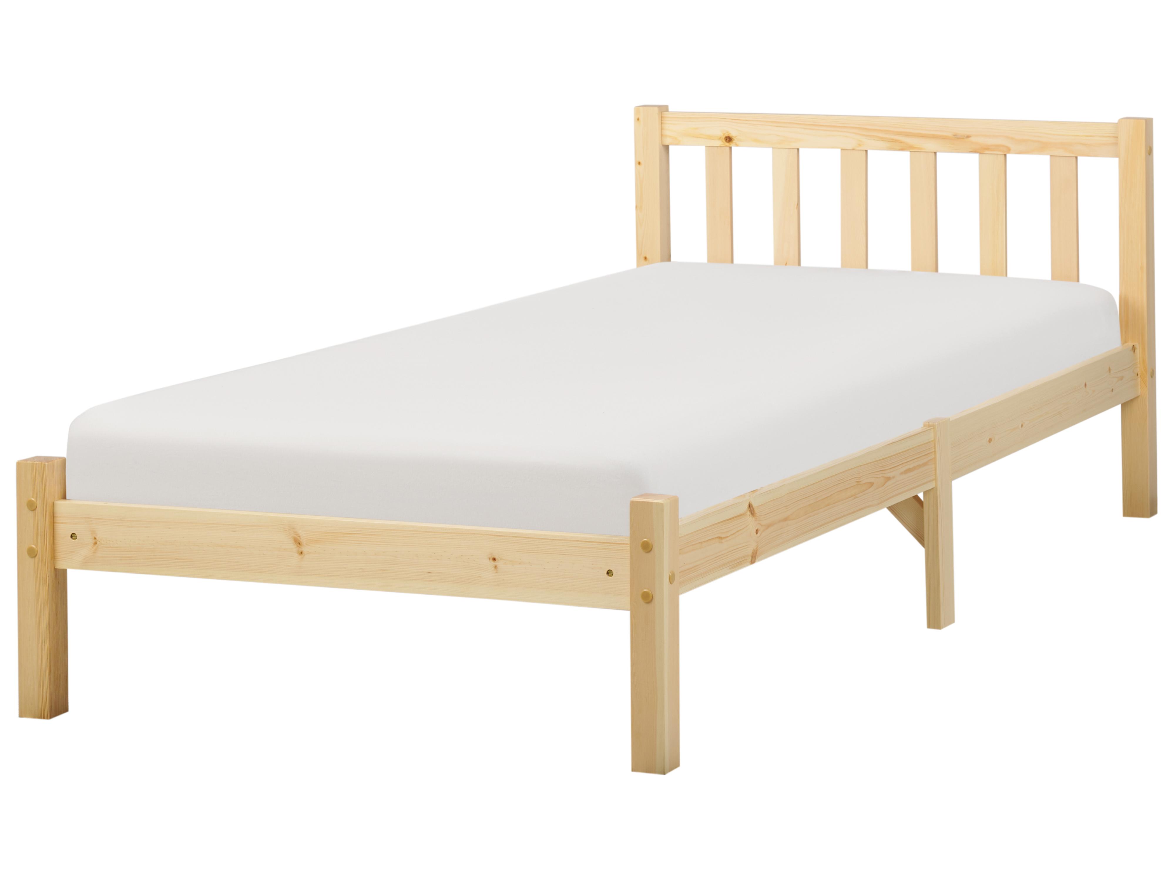 Bed Pine Wood FLORAC 140 x 200 cm (EU Double) Light Brown