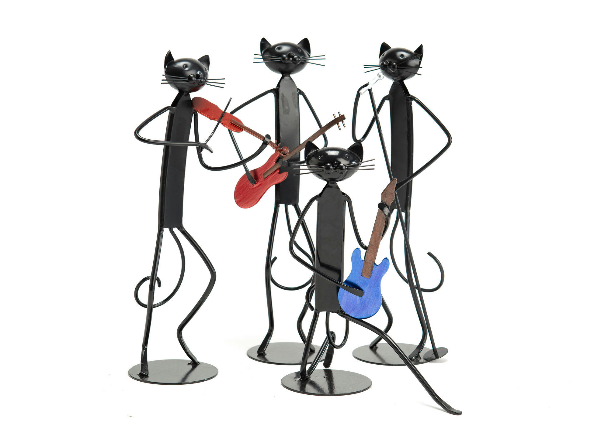 - Figurine chat bassiste L10cm