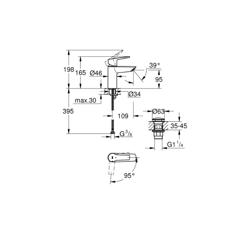 Mitigeur pour lavabo Start S chrome GROHE