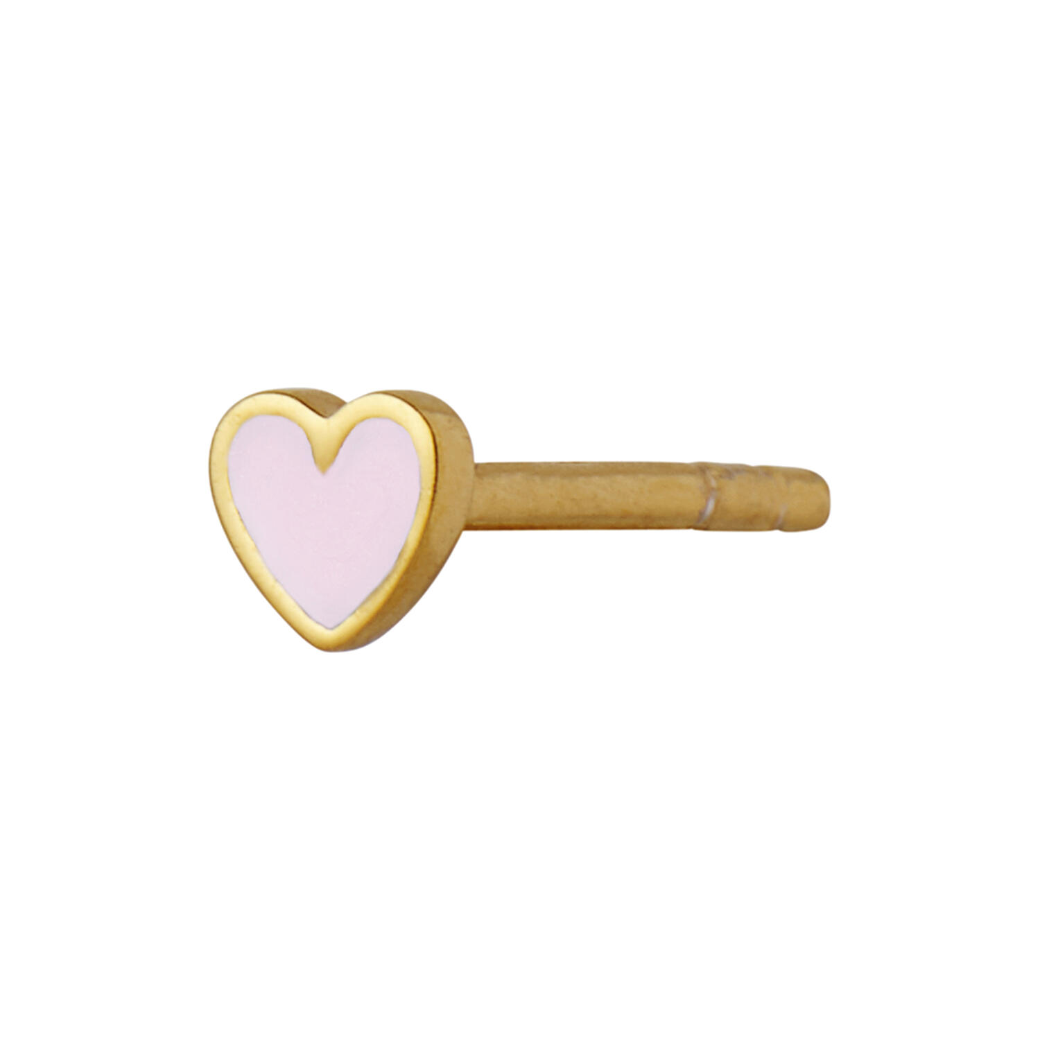 Petit Love Heart Light Pink Enamel Single, gold