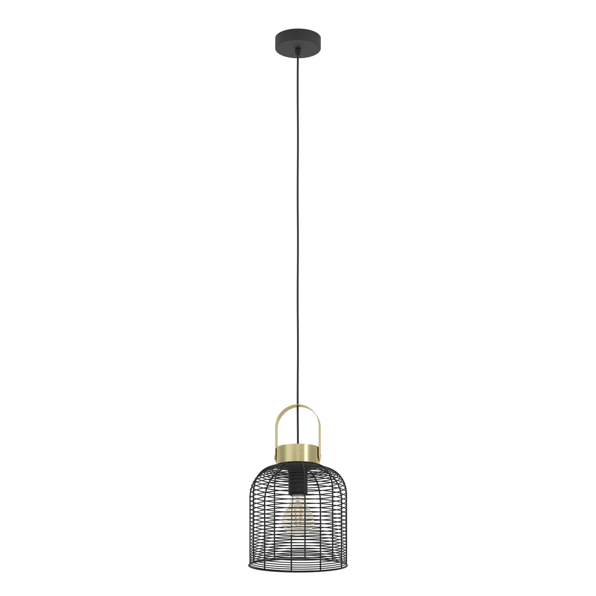 EGLO hanglamp Roundham - e27 - ø 22 cm - zwart/goud - staal