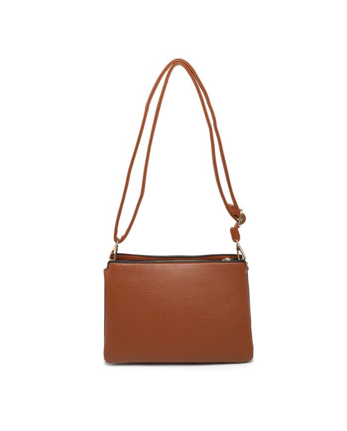 JFY Triple Compartments Top Zipped Cross Body Bag