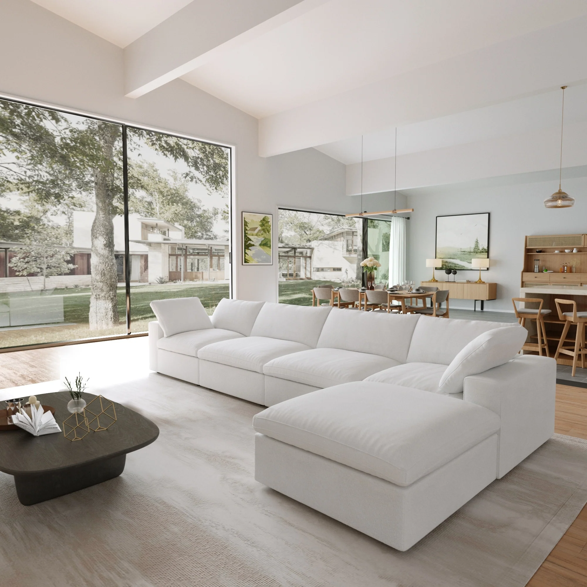 L Shape Couches for Living Room, Modern Modular Convertible Sectional Sofa Couch with Removable Cushion Covers