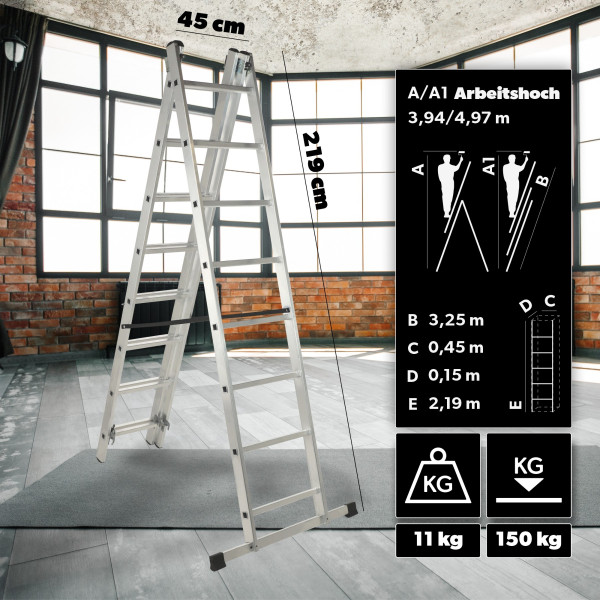 Kadax Drabina Aluminiowa 3x8 Dwustronna Składana
