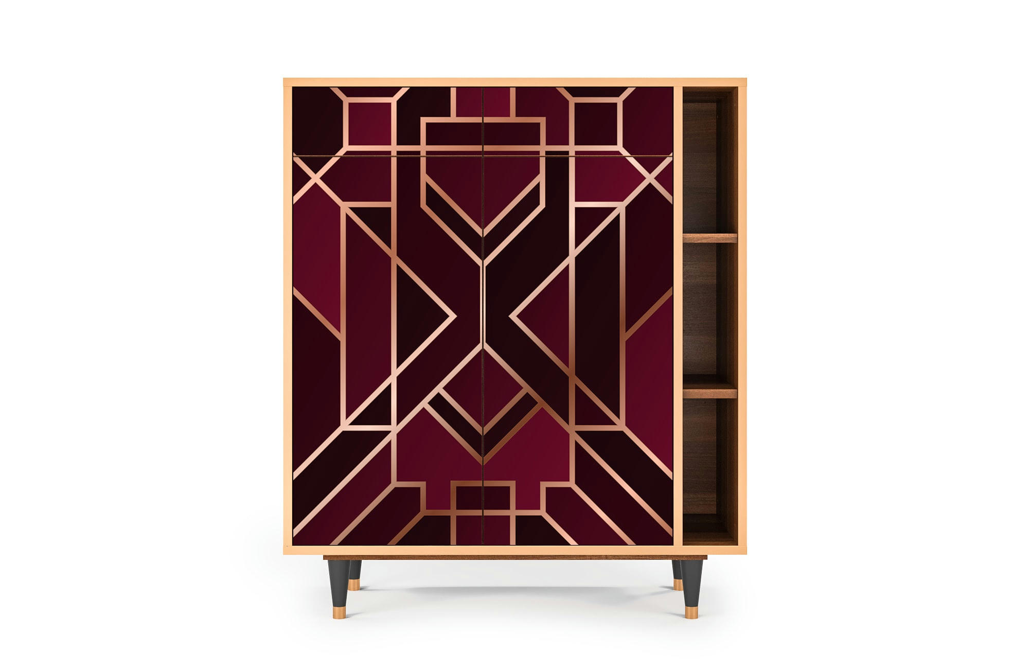 BURGUNDY JEWELERY - Buffet  bordeaux 2 tiroirs et 2 portes L 94 cm