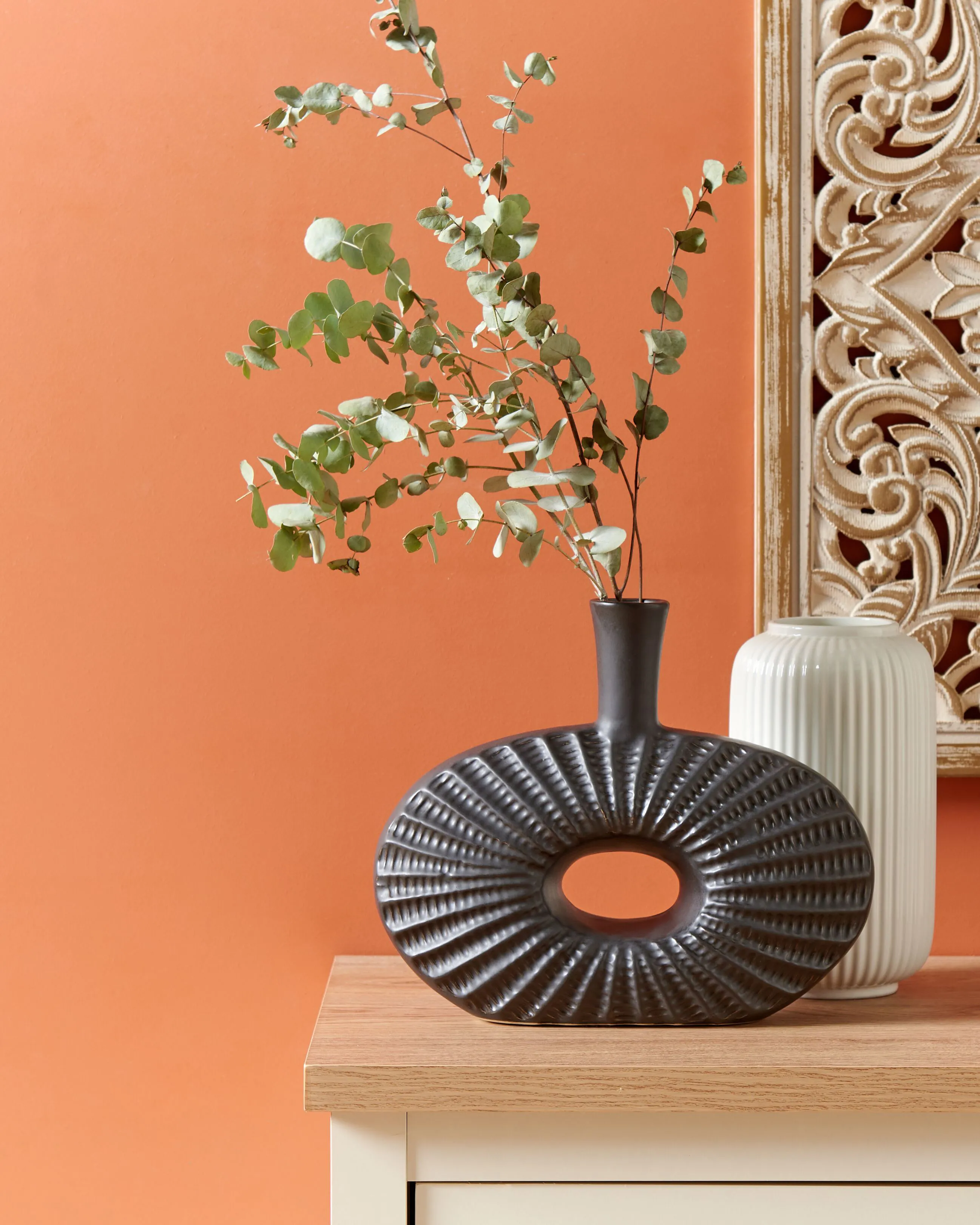 Decorative Vase ARWAD Stoneware 24 cm Black