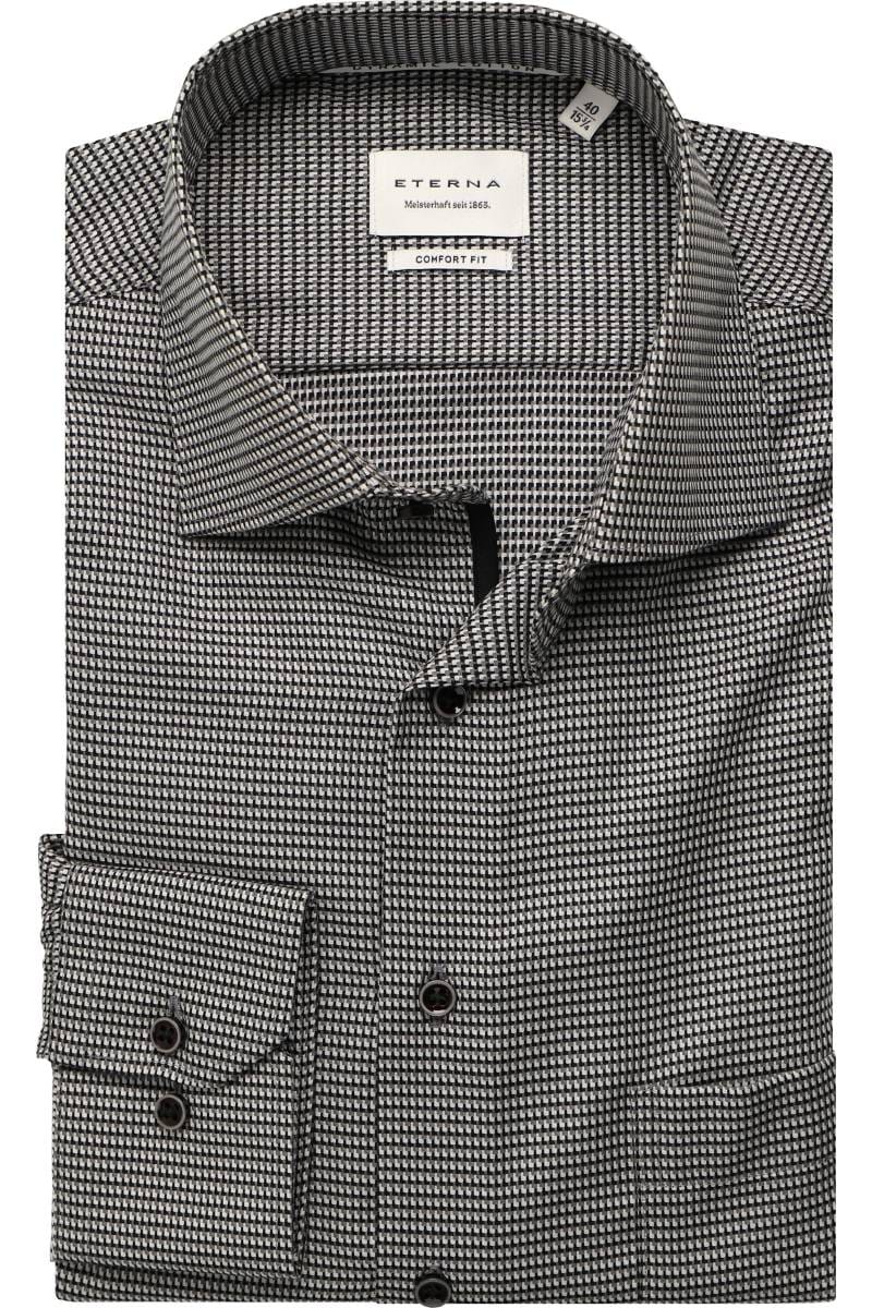 ETERNA Comfort Fit Dynamic Cotton Hemd anthrazit, Strukturiert (extra langer Arm)
