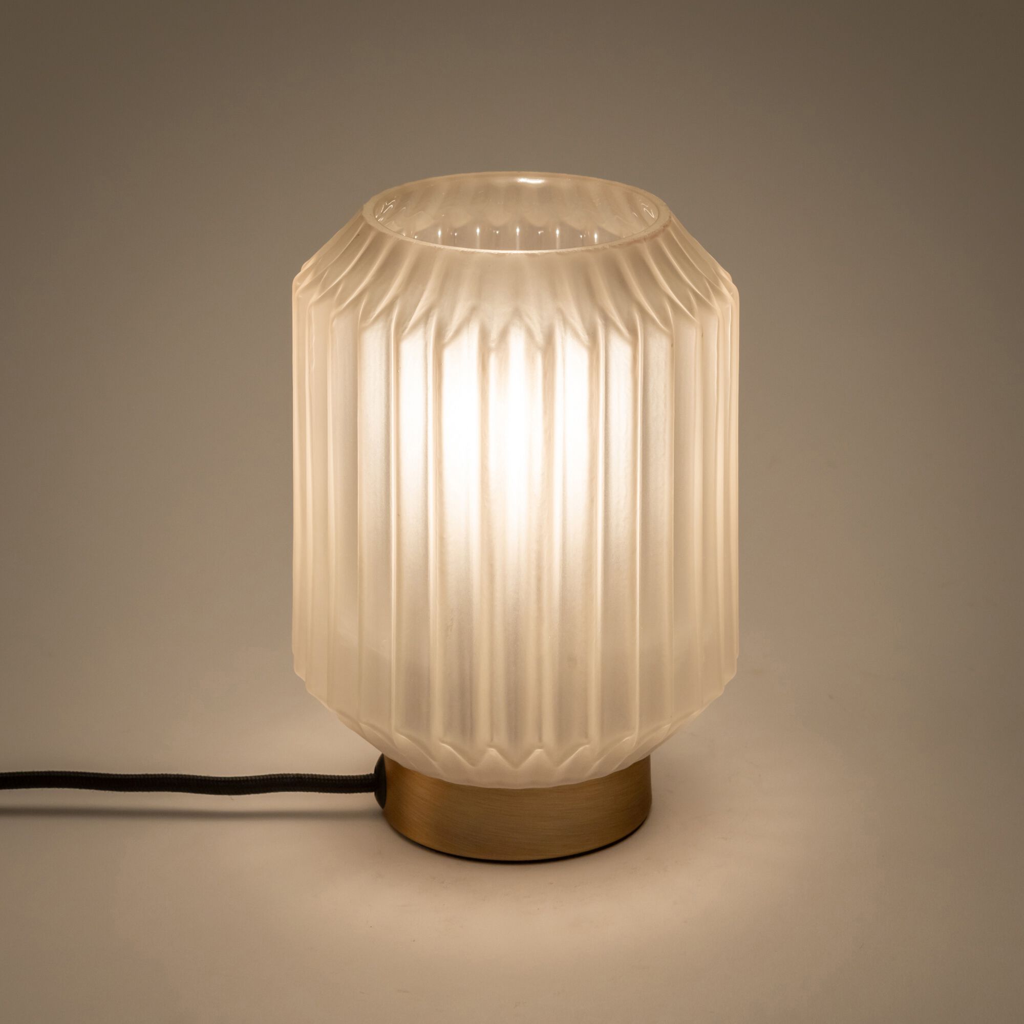 SUENO - Lampe de table en verre et acier H17cm - blanc
