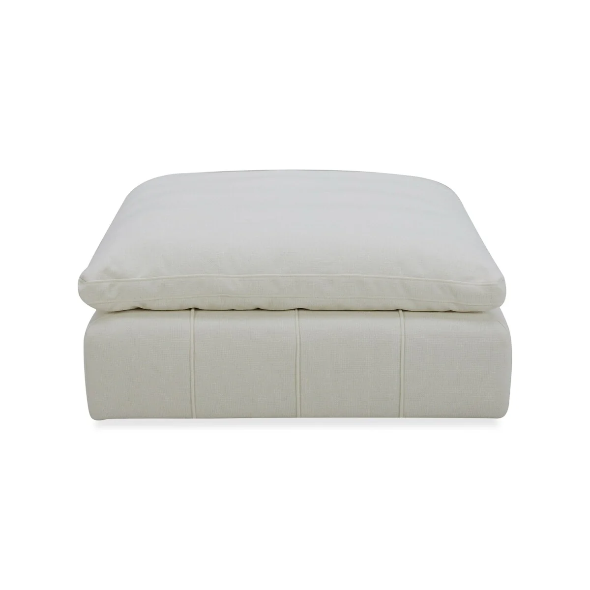 Reno Reya 43 Inch Ottoman, Off White Polyester, Pillow Seat, Solid Wood