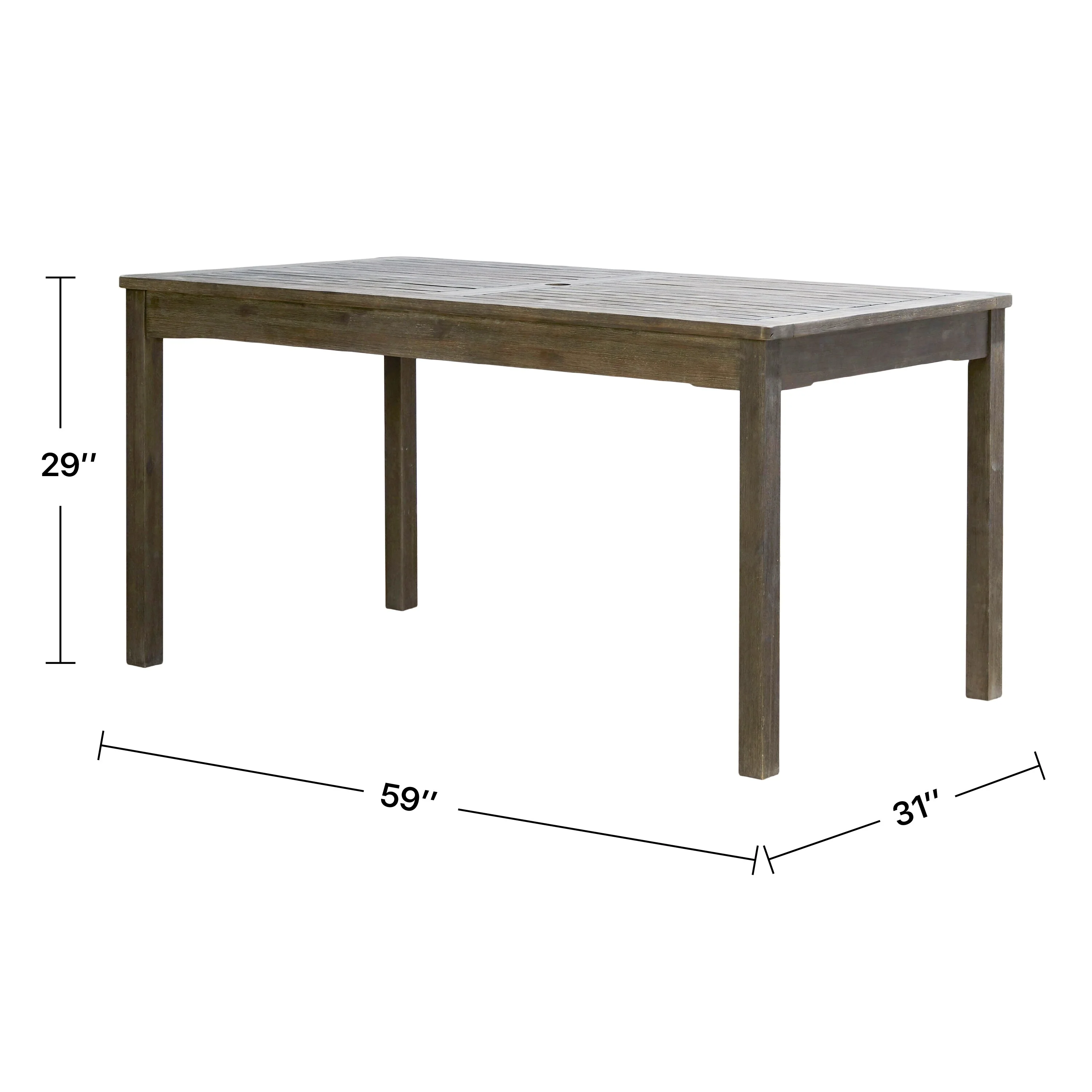 Caladesi -washed Rectangular Farmhouse Wood Patio Dining Table for 6 Seaters