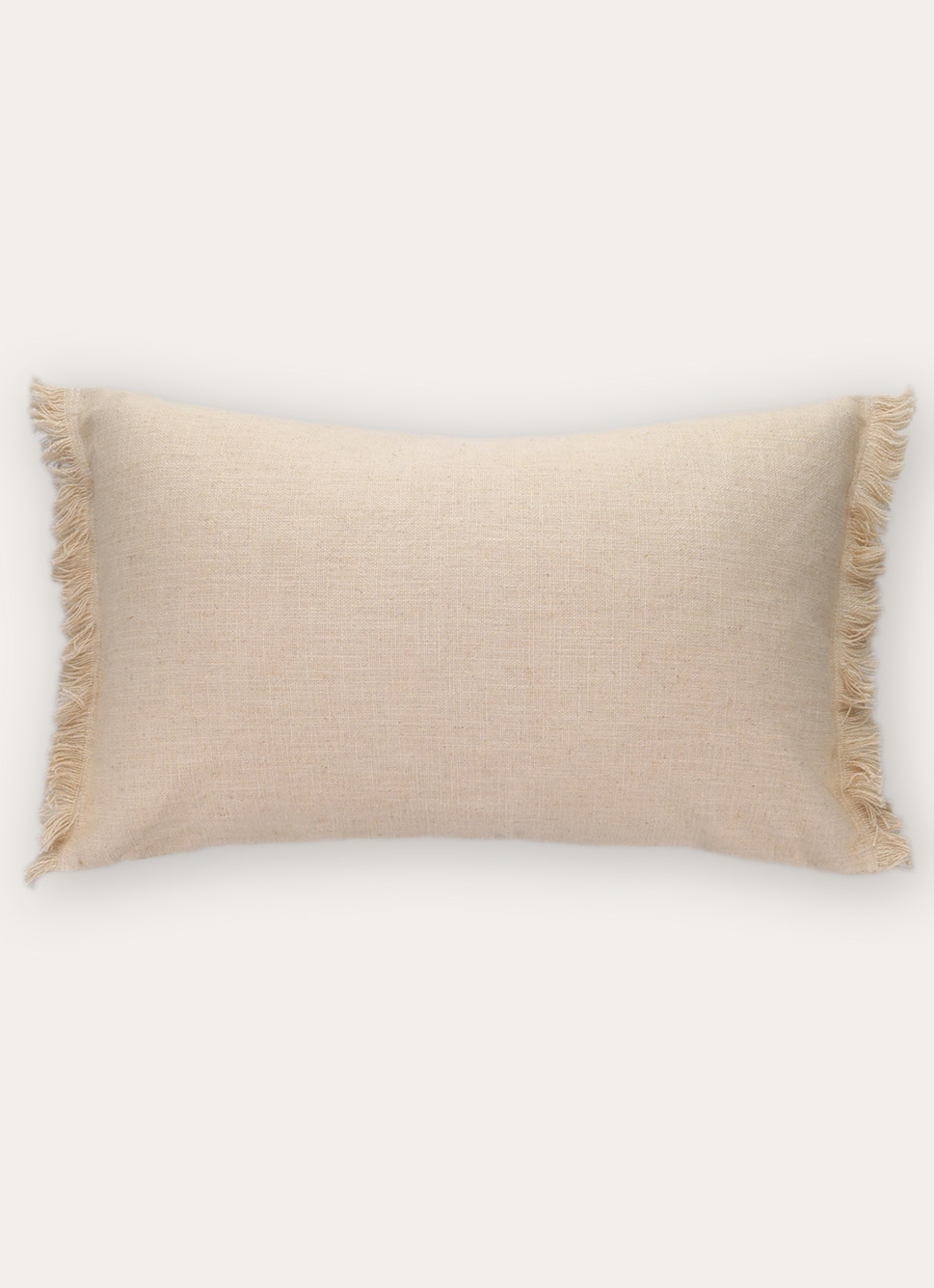 HOUSSE DE COUSSIN à FRANGES COTON ET LIN ÉCRU