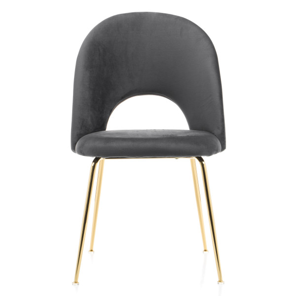 Krzesło Glamour KC-903-2 popiel welur, nogi złoty chrom