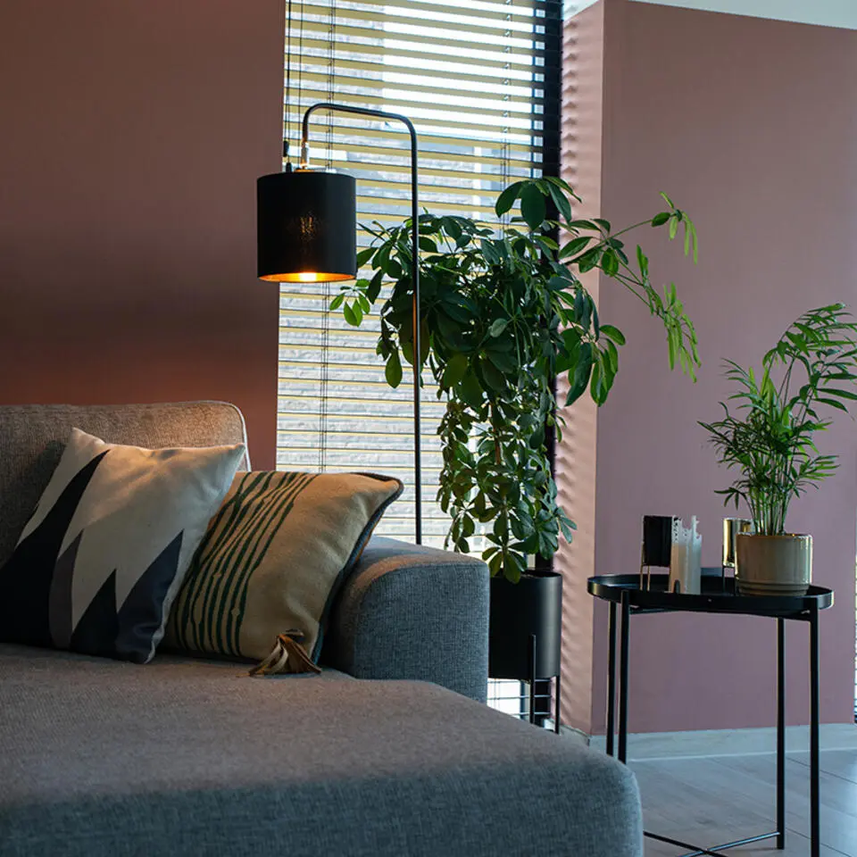 Qazqa staande lamp met kap lofty zwart e27