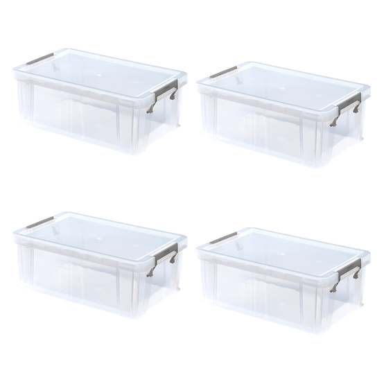 Whitefurze Allstore 10 Litre Clear Storage Box 4 Pack Bundle