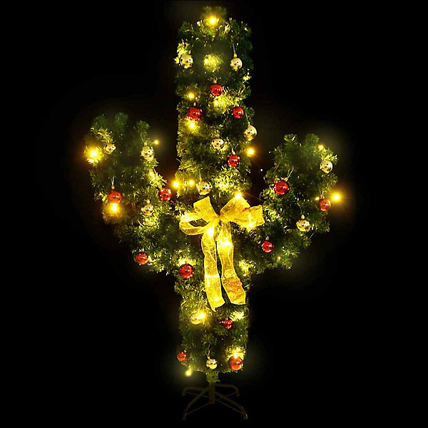 Cactus de Noël avec support et LED Vert 180 cm PVC vidaXL