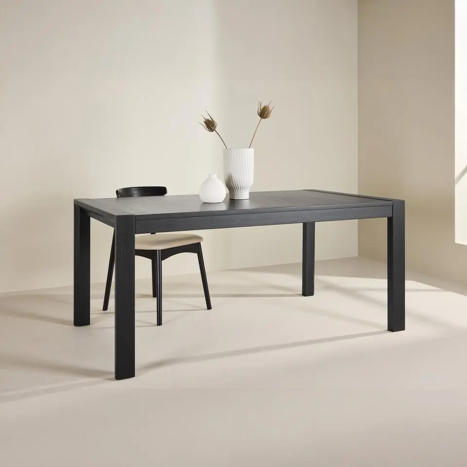 Eettafel Uitschuifbaar - Zwart Eikenhout - 170x95x75cm - Slider