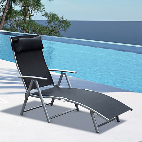 Bain de soleil Outsunny noir H. 101 cm L. 137 cm en metal non empilable pliable