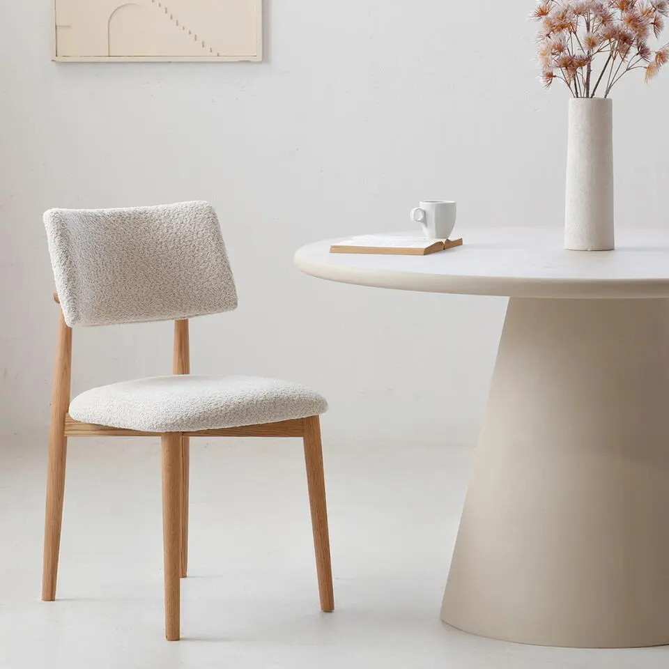 Eetkamerstoel Beige - Naturel Eikenhout - 52x47x81cm - Nova - Set van 2