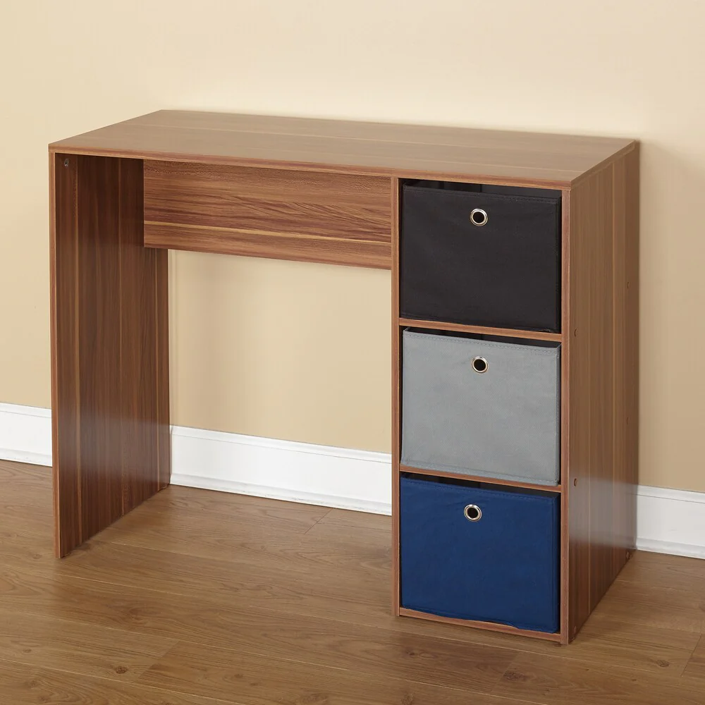 Simple Living Jolie Student Writing Desk with Three Fabric Bins - N/A