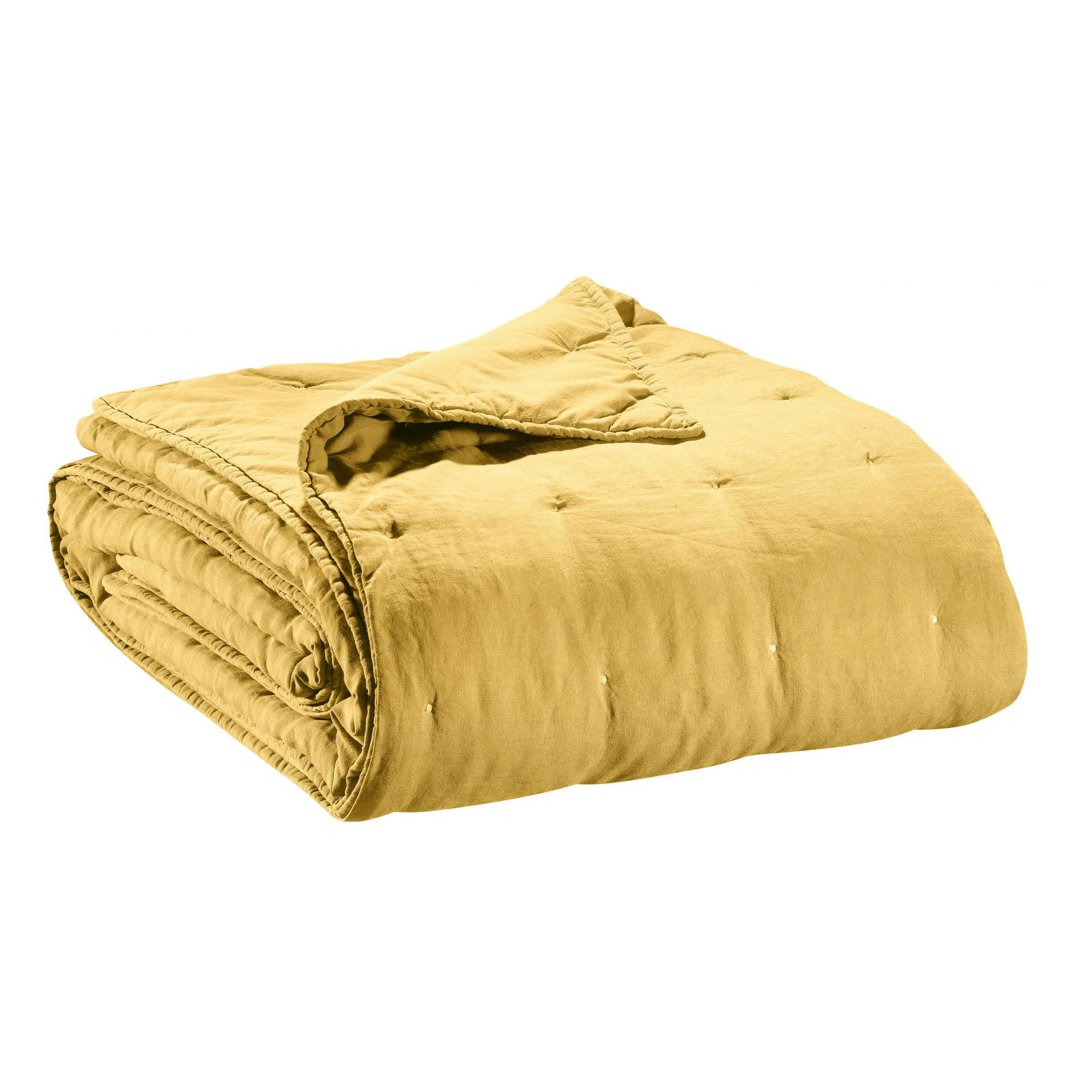 ZEFF - Jeté de lit stonewashed  en lin absynthe 240 x 260