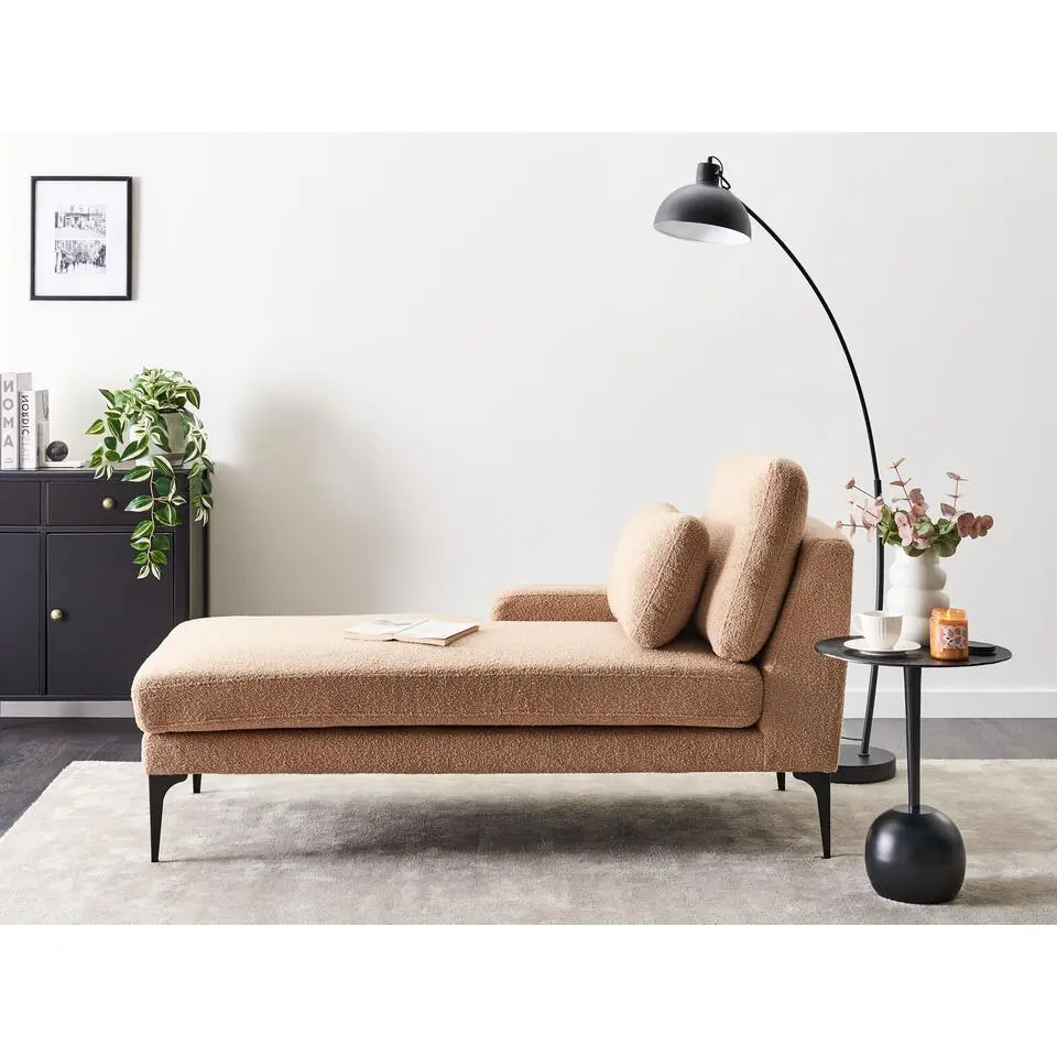 EWRON - Chaise longue - Zandbeige - Rechtszijdig - Boucl&eacute;