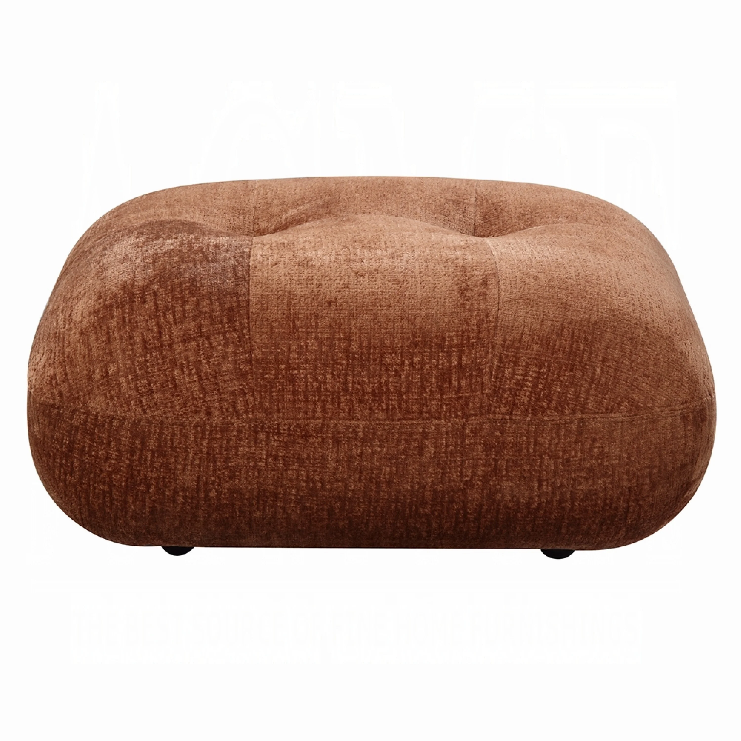 Erico Ottoman, Tufted Rust Brown Chenille, Foam Cushion Top, 35 Inch