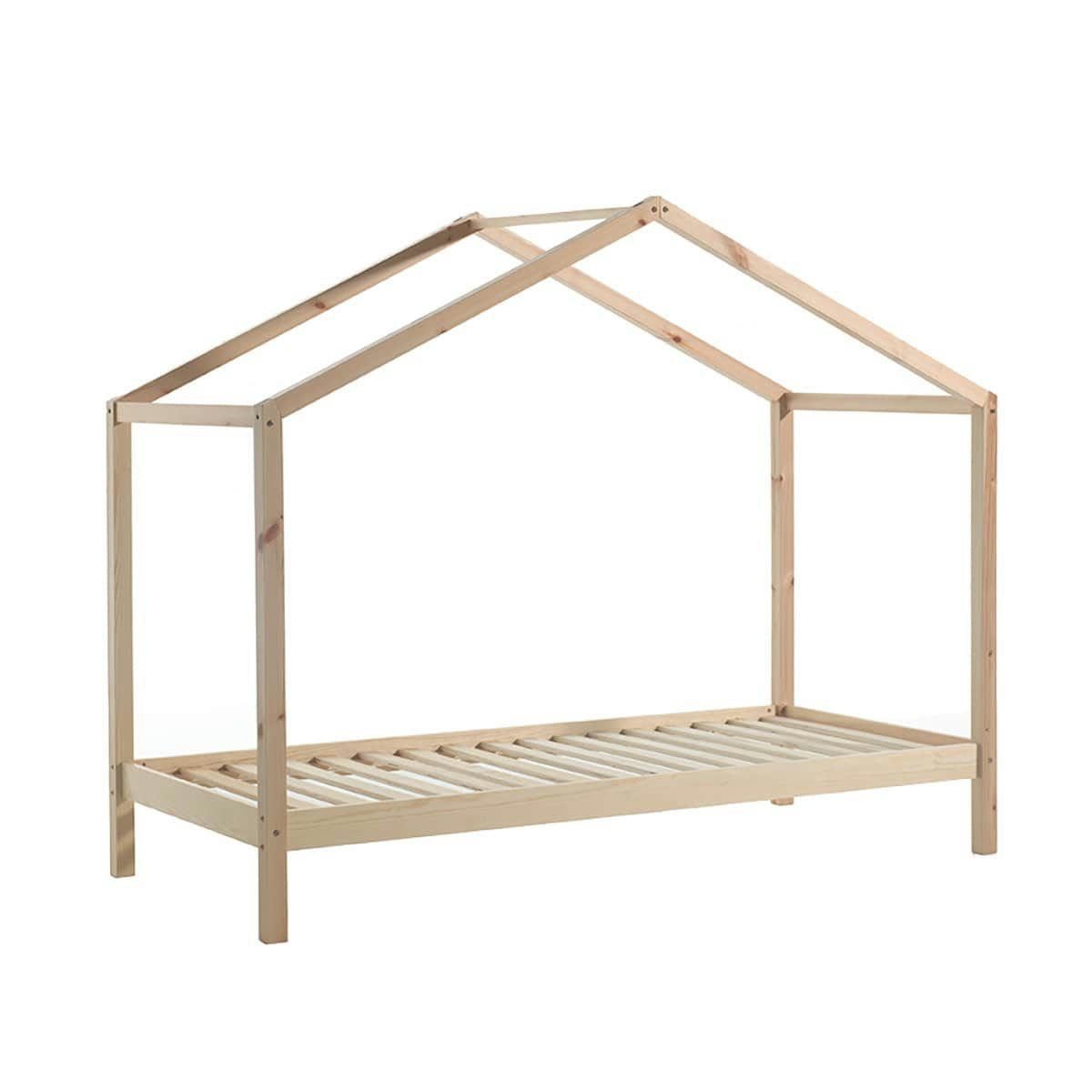 ARKAN - Lit  maison 90x200cm en pin massif naturel