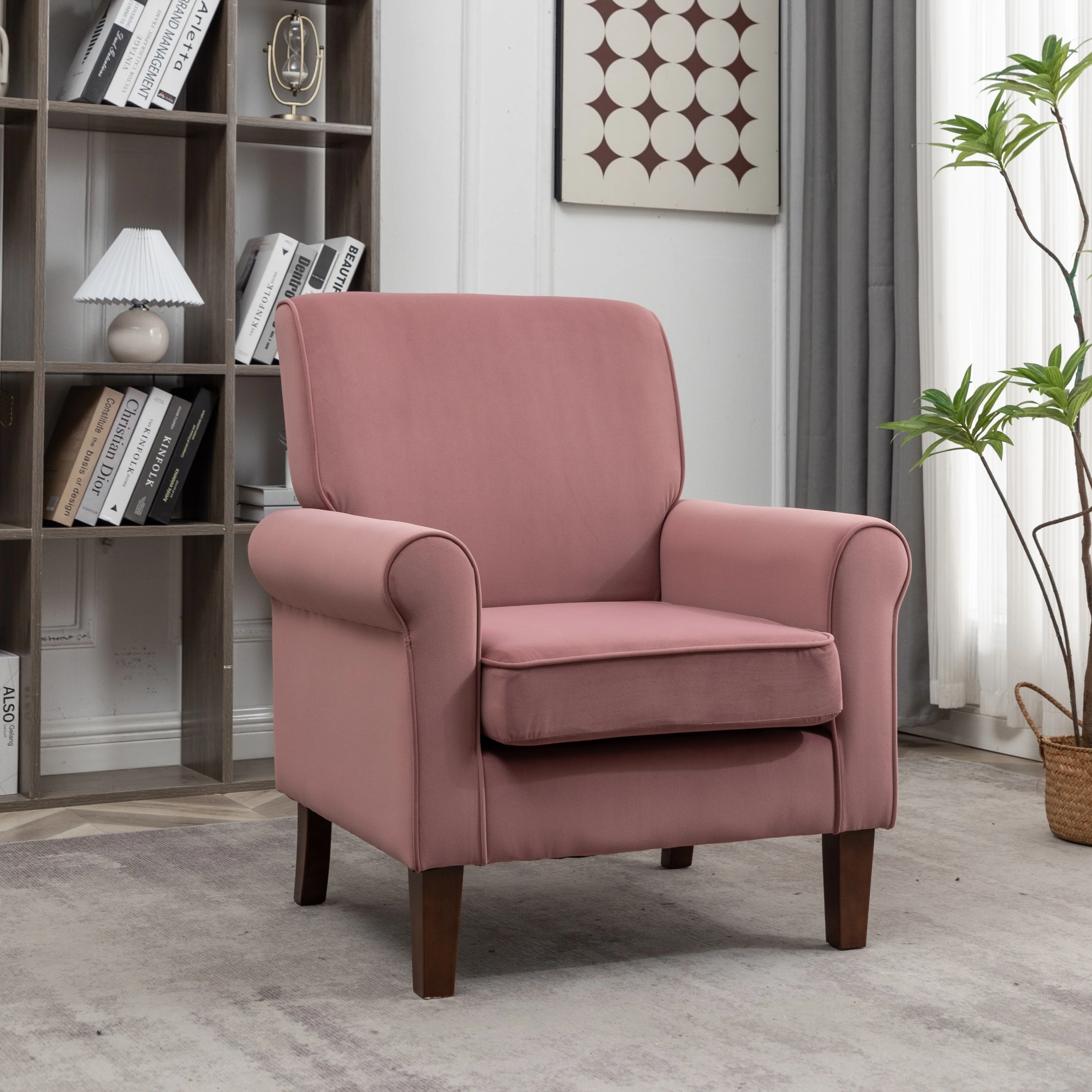 Traditional Rolled Arm Living Room Armchair