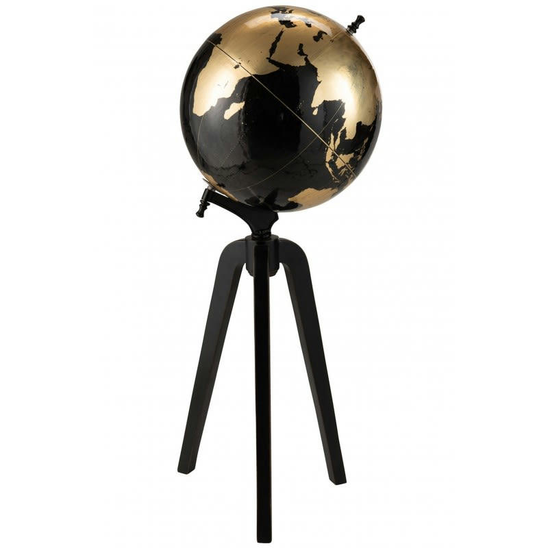 OR - Globe sur pied bois noir et or H99cm