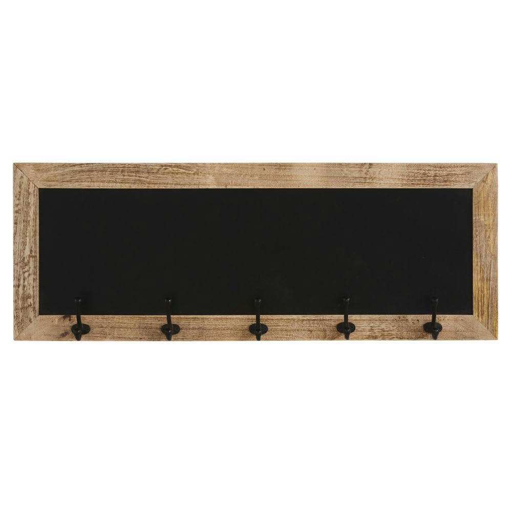 ARDENIA - Patère 5 crochets en bois de manguier et métal noir