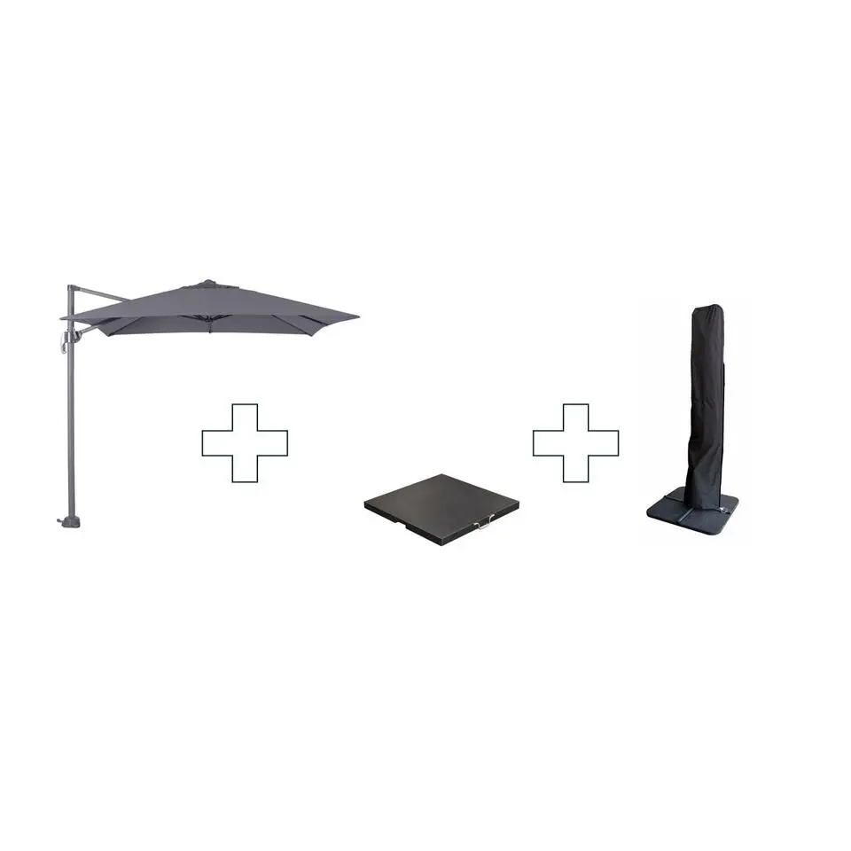 Zweefparasol Hawaii S - met voet en hoes - Donkergrijs - 250 x 250 cm