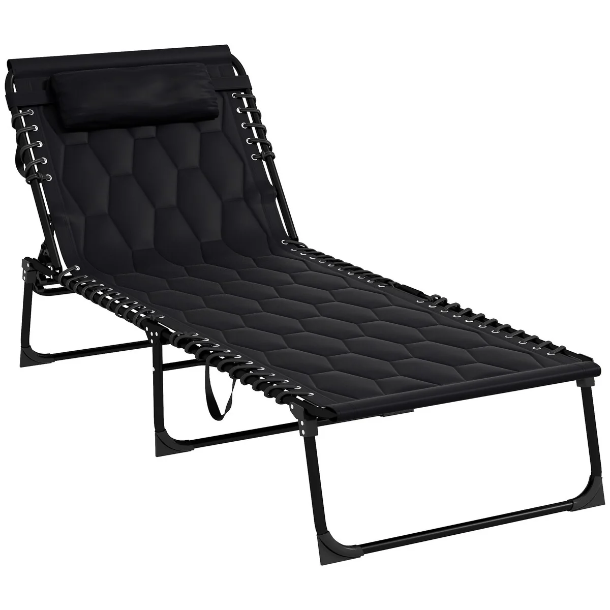 Outsunny Folding Chaise Lounge with 5-level Reclining Back, Outdoor Lounge Tanning Chair with Padded Seat