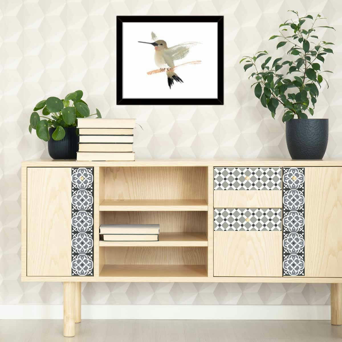 - Stickers carrelage 15 x 15 cm - Lys noir