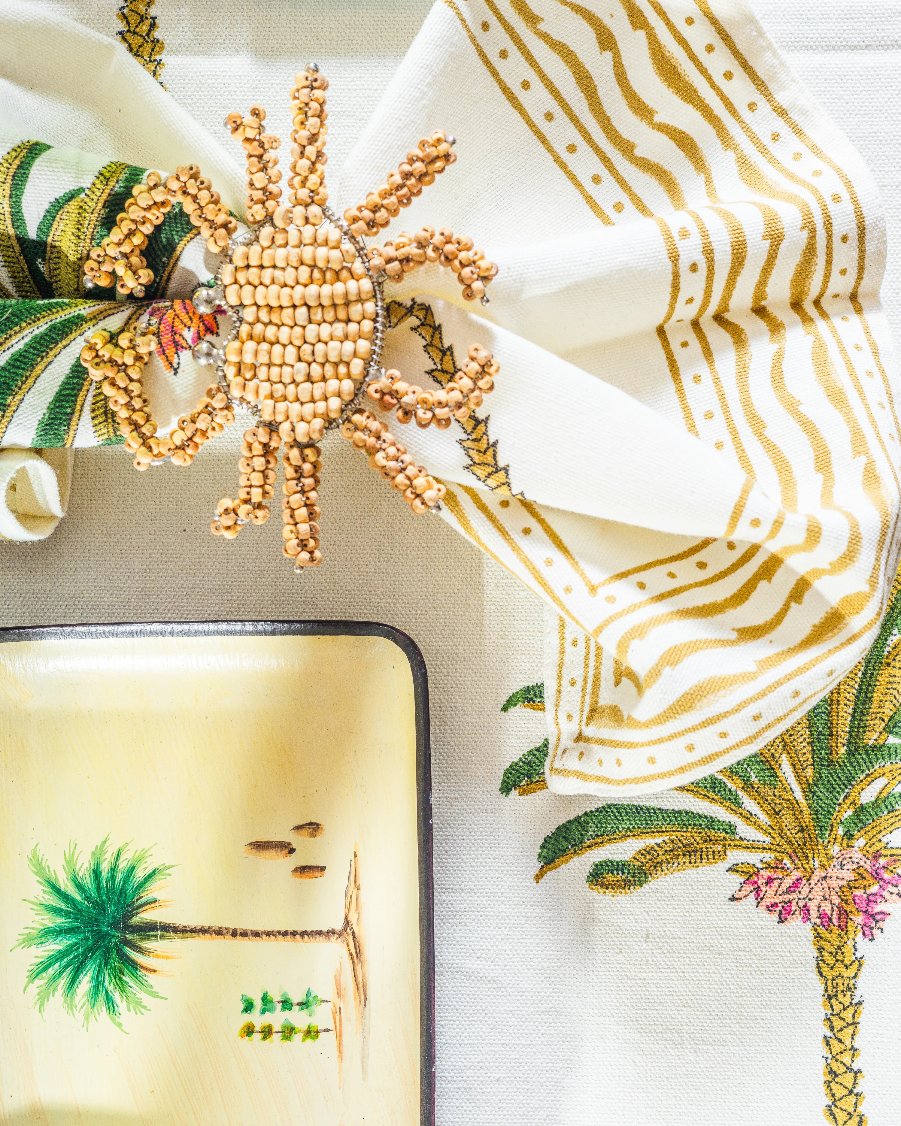 Handbedruckte Servietten Palm Tree, 4er-Set