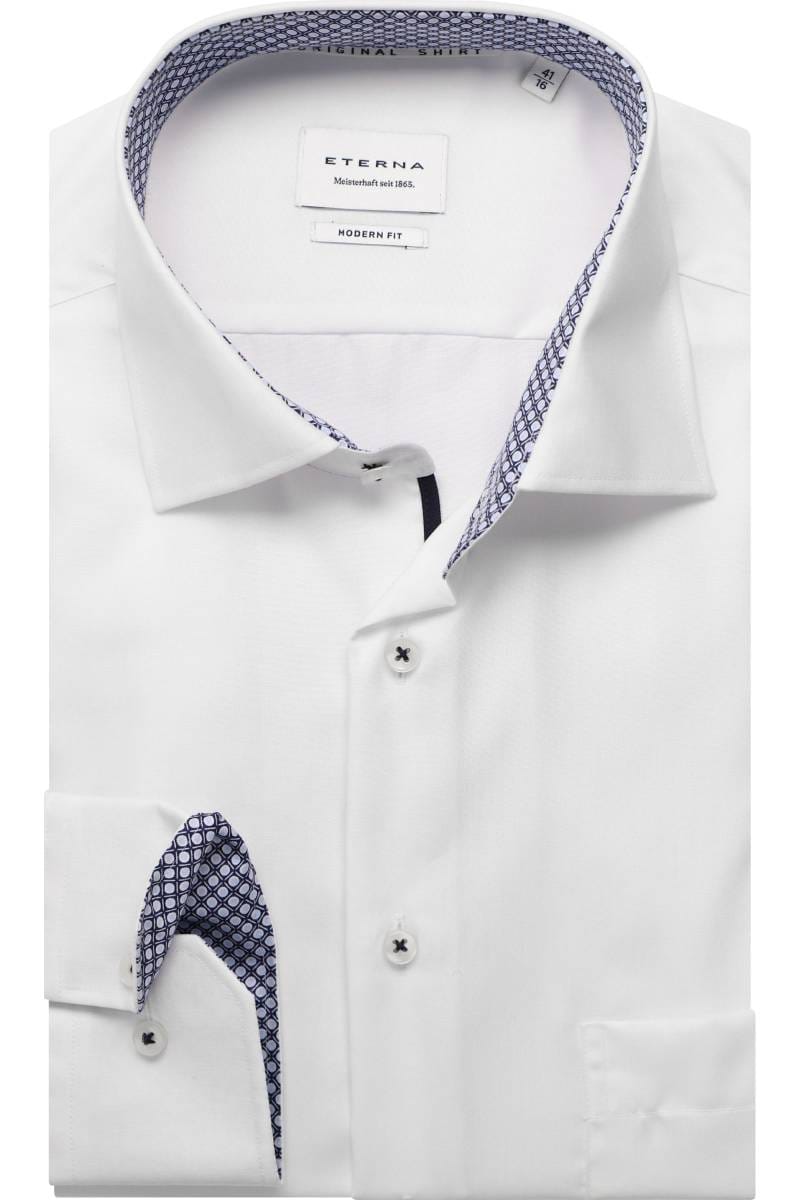 ETERNA Modern Fit Hemd weiss, Einfarbig (extra kurzer Arm)