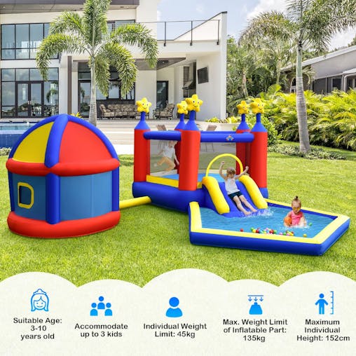 NNECW Kids Inflatable Bouncy House with Double Basketball Hoops
