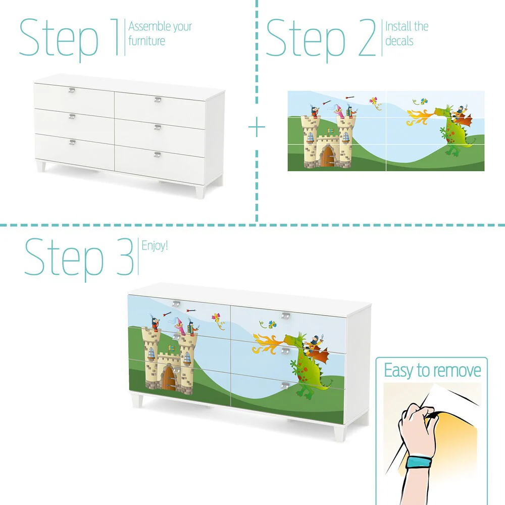 South Shore Andy 6-Drawer Double Dresser with Dragon and Castle Ottograff Decals